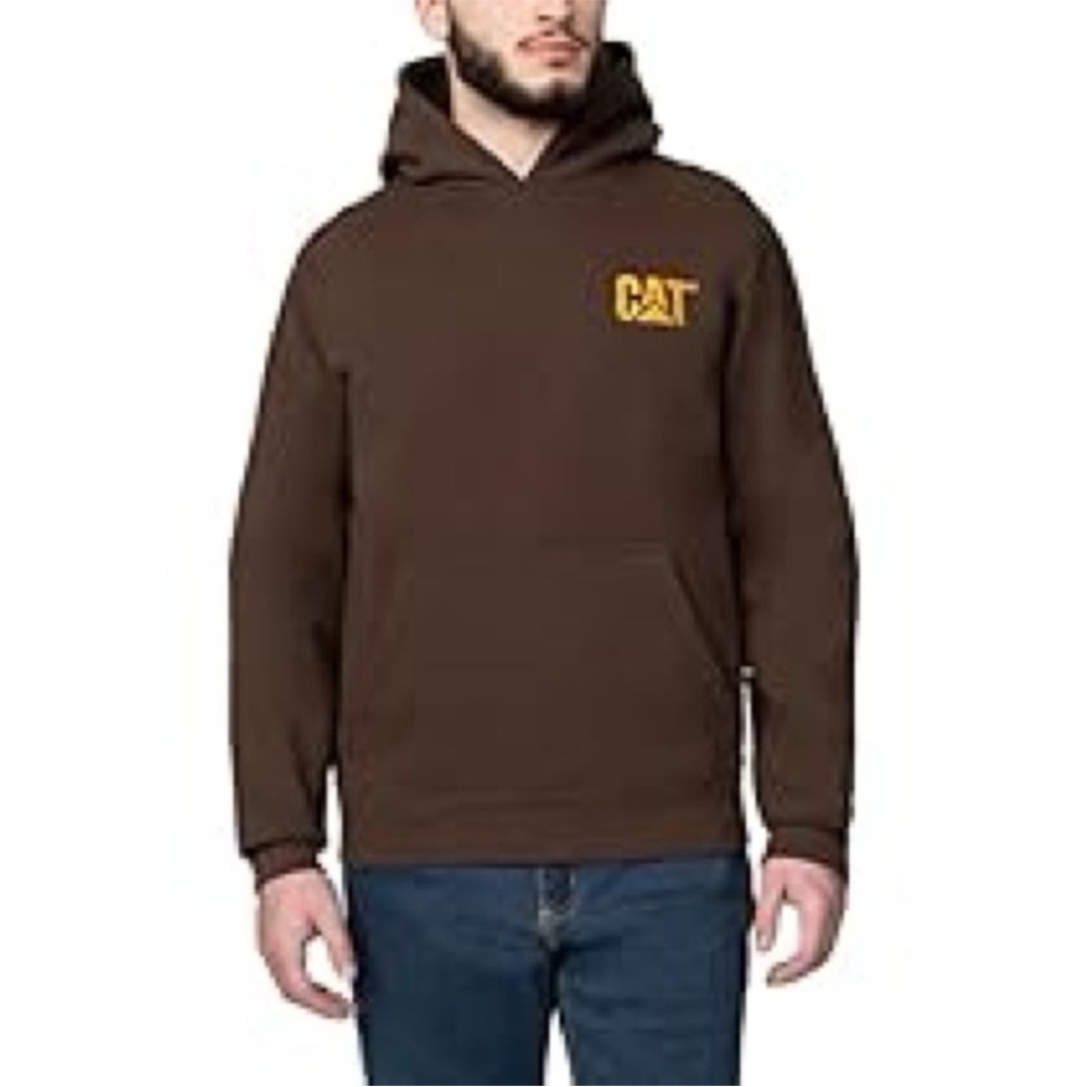 Caterpillar Brown Hoodie with Yellow Logo